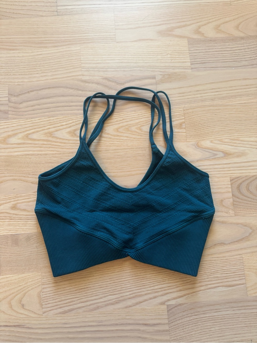 FP Movement by Free People Ribbed Double-Strap Sports Bralette - Teal Green
